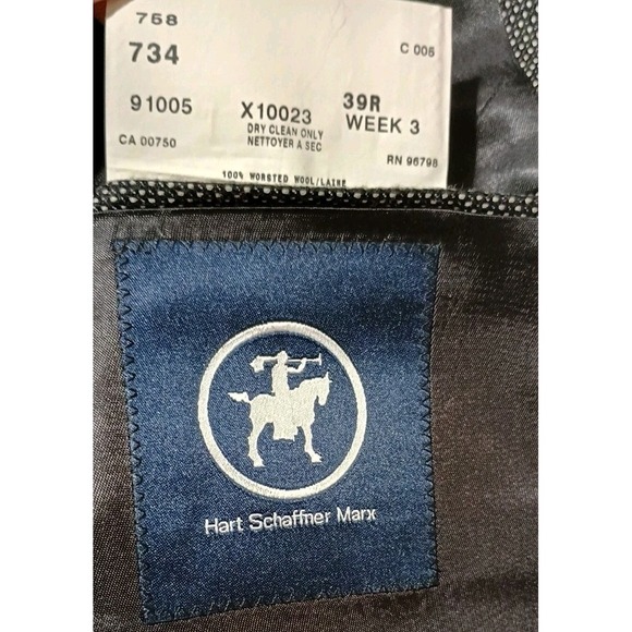 HART SCHAFFNER MARX Men's 39 Gray 100% Wool Tweed Suit‎ Jacket Sport Coat Blazer - Picture 5 of 8